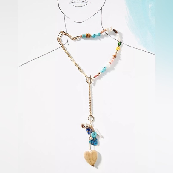 Dannijo Francesca Goldtone & Mixed Media Lariat Necklace NWT - Picture 6 of 17